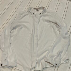 White Dress Shirt with Hidden Button Up